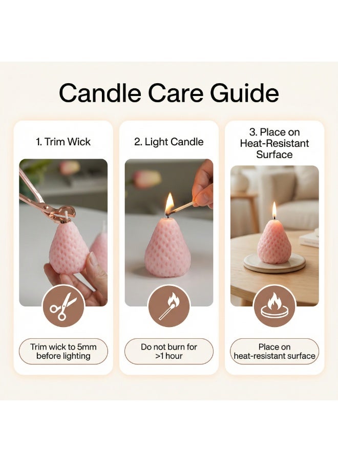 Light Pink Strawberry Scented Candles, 4-Pack Set - Image 3